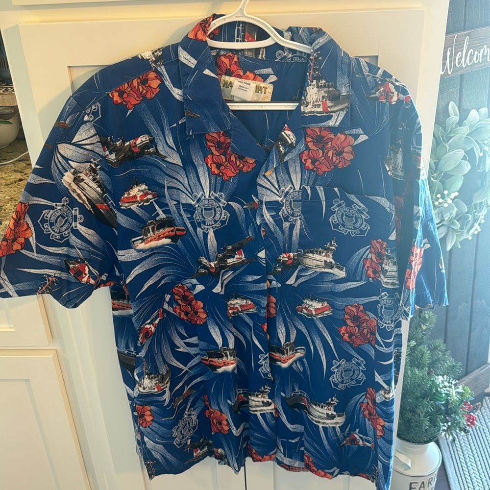 Coast Guard button up Hawaiian shirt